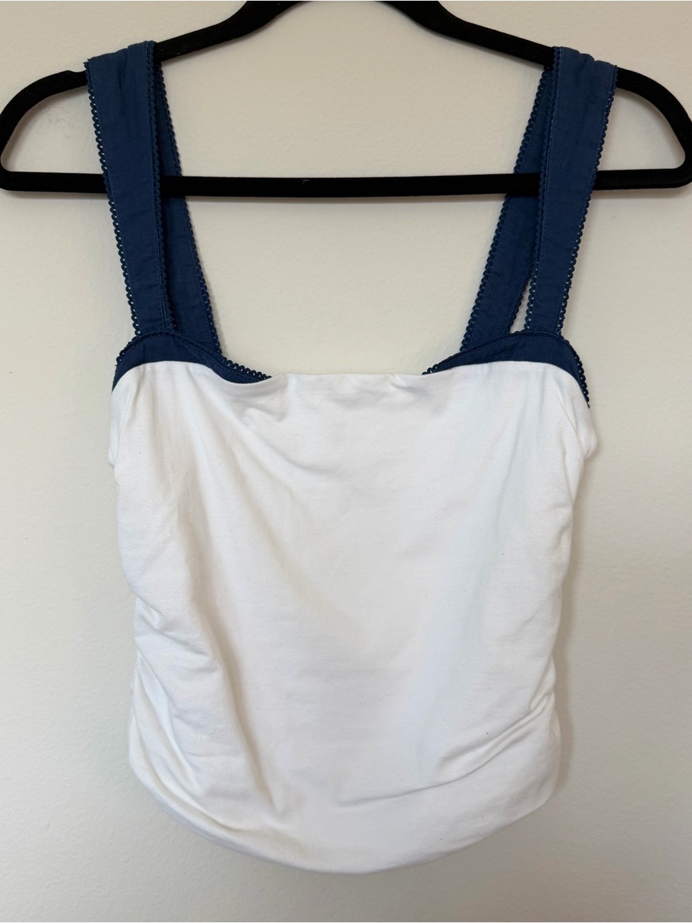Free People Ruched Tank Navy White Size Small